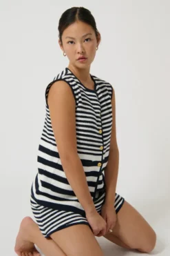 Helena Gilet Stripe 2 Navy/White