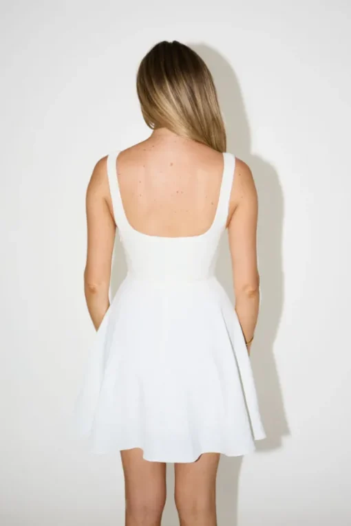 High Waist Square Neck Mini Dress White