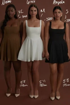 High Waist Square Neck Mini Dress Black