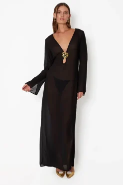 Hotline Heart Maxi Dress Black