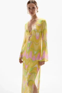 Hotline Seastar Maxi Dress Wavy Gold