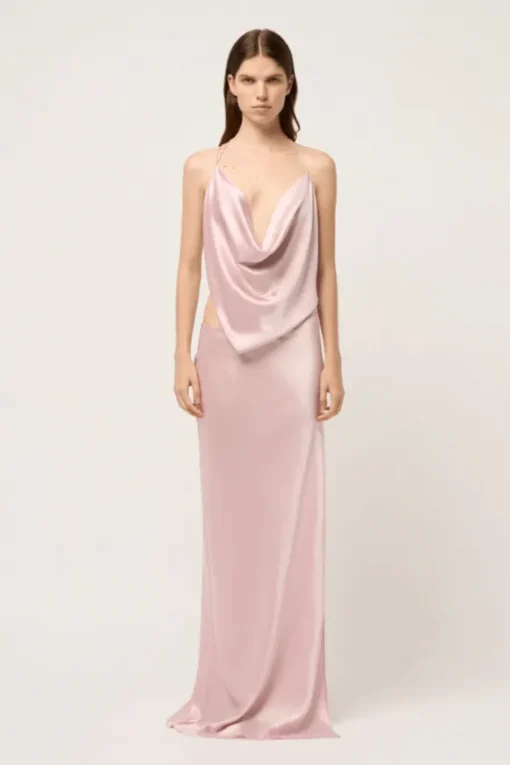 Iced Bias Maxi Dress Pink