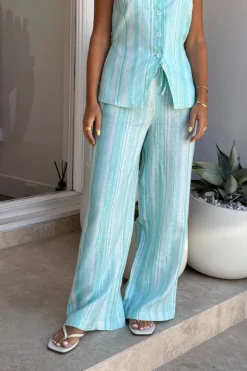 Isla Linen Pant Blue Stripe