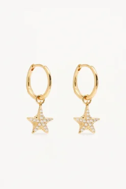 18k Gold Vermeil Gold By The Sea Crystal Starfish Hoops