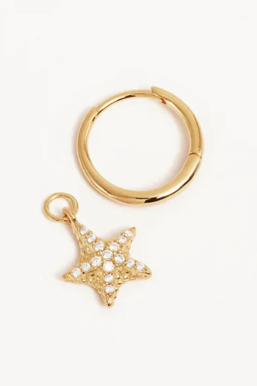 18k Gold Vermeil Gold By The Sea Crystal Starfish Hoops