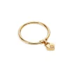 18k Gold Vermeil Gold Crystal Lotus Heart Padlock Ring