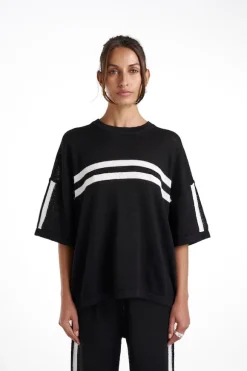 Knit Tee Black/Cream Stripe