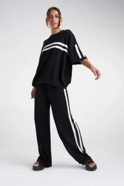 Knit Tee Black/Cream Stripe