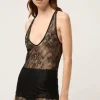 Lace Scoop Neck Tank Top Black