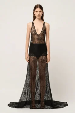 Lace Scoop Neck Tank Top Black