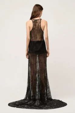 Lace Scoop Neck Tank Top Black