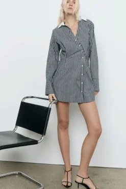 Laia Shirt Dress Black Stripe
