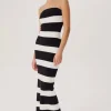 Lehua Knit Dress Black and White Stripe