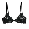 Lily Embroidery Plunge Demi Bra Black