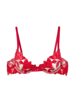 Lily Embroidery Plunge Demi Bra Rouge