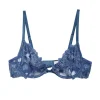 Lily Embroidery Plunge Demi Bra Spring Denim