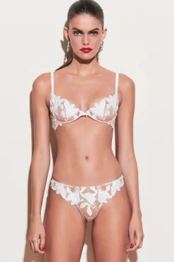 Lily Embroidery Plunge Demi Bra Ivory