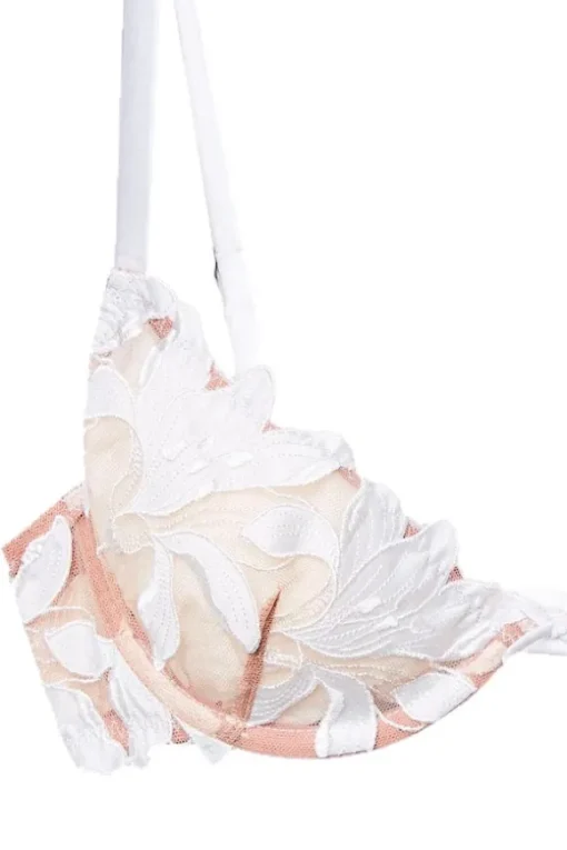 Lily Embroidery Plunge Demi Bra Ivory