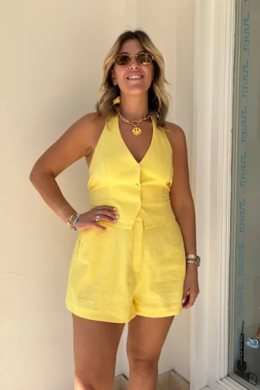 Linen Vest Lemon