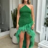 Lumiere Plumage Tulip Dress Emerald Green