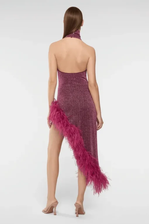 Lumiere Plumage Turtleneck Dress Aubergine