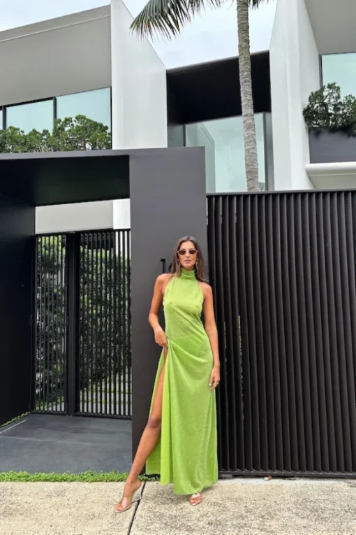 Lumiere Turtleneck Dress Lime