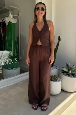 Luna Linen Pant Chocolate