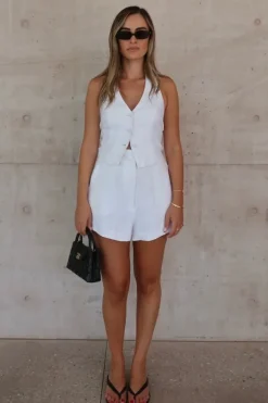 Luna Linen Shorts White
