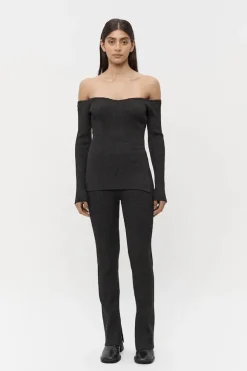 Nellie Off Shoulder Sparkle Knit Top Black
