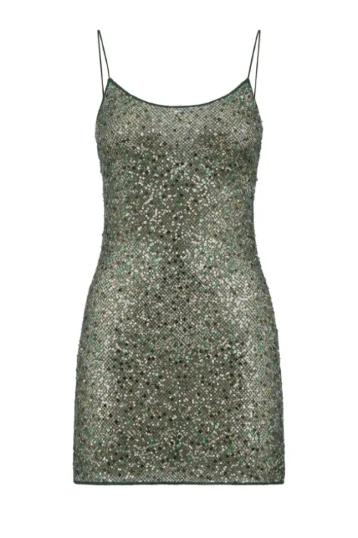 Netquins Short Dress Metallic Green