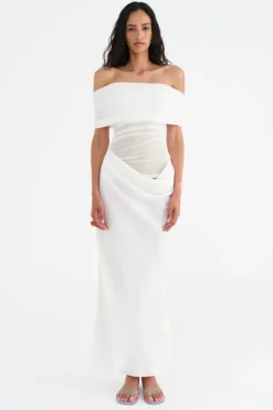 Nico Off Shoulder Maxi Dress White