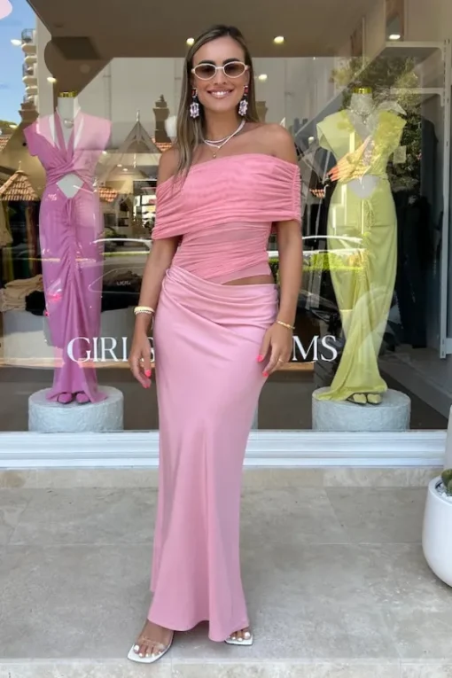 Nico Off Shoulder Maxi Dress Candy Floss