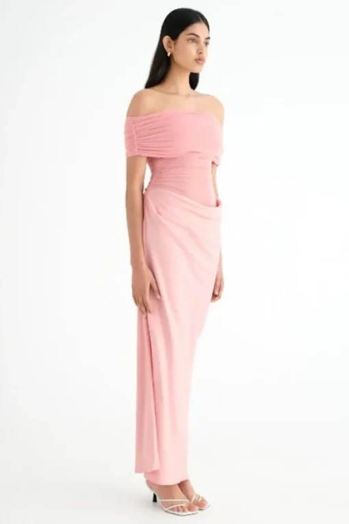 Nico Off Shoulder Maxi Dress Candy Floss