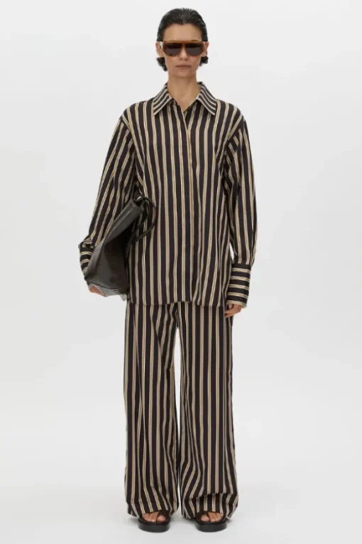 Novella Shirt Black/Bronze Stripe