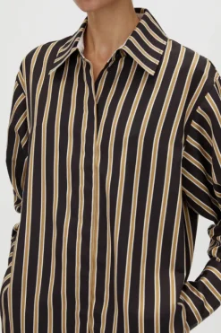 Novella Shirt Black/Bronze Stripe