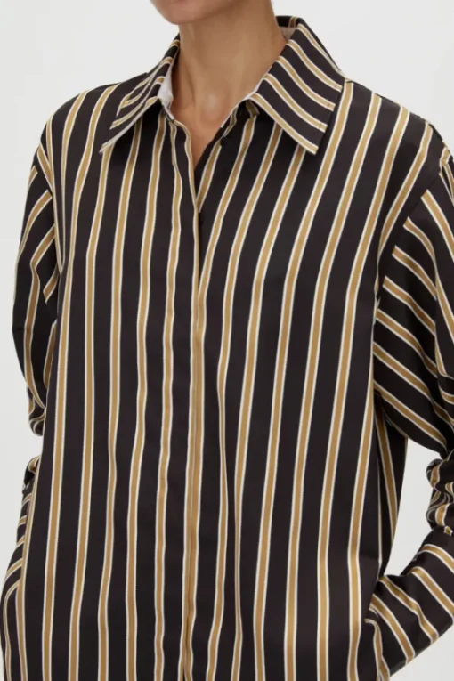 Novella Shirt Black/Bronze Stripe