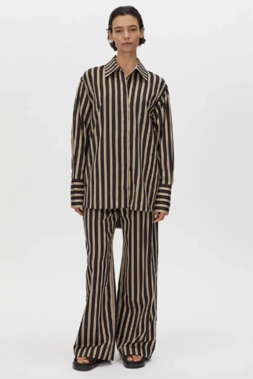 Novella Shirt Black/Bronze Stripe