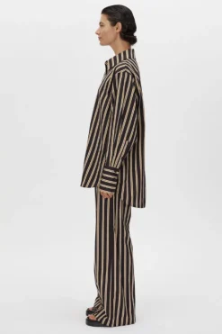Novella Shirt Black/Bronze Stripe
