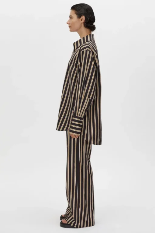 Novella Shirt Black/Bronze Stripe