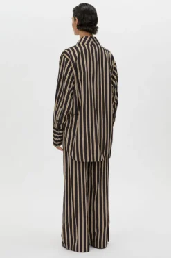 Novella Shirt Black/Bronze Stripe