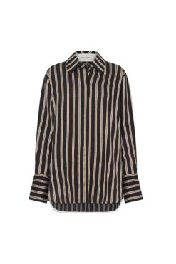Novella Shirt Black/Bronze Stripe