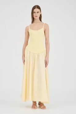 Olga Contrast Knit Full Dress Lemon