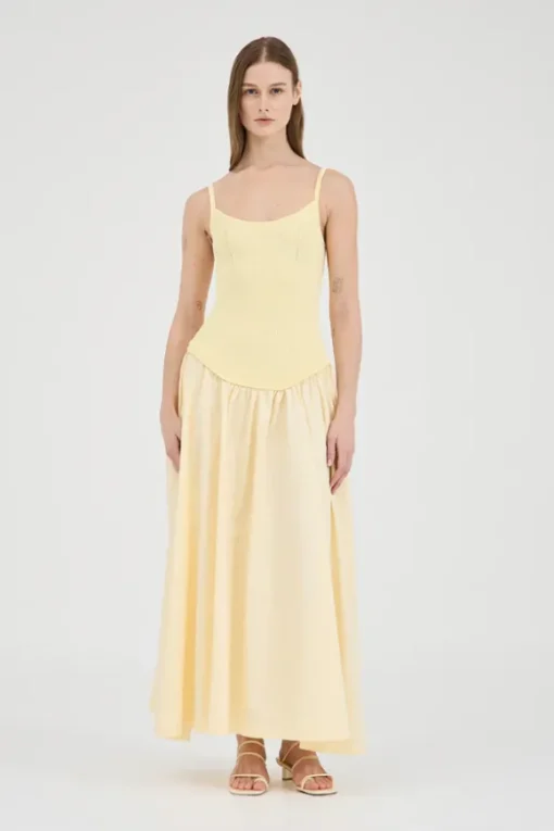 Olga Contrast Knit Full Dress Lemon