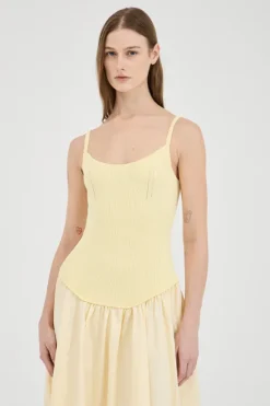 Olga Contrast Knit Full Dress Lemon