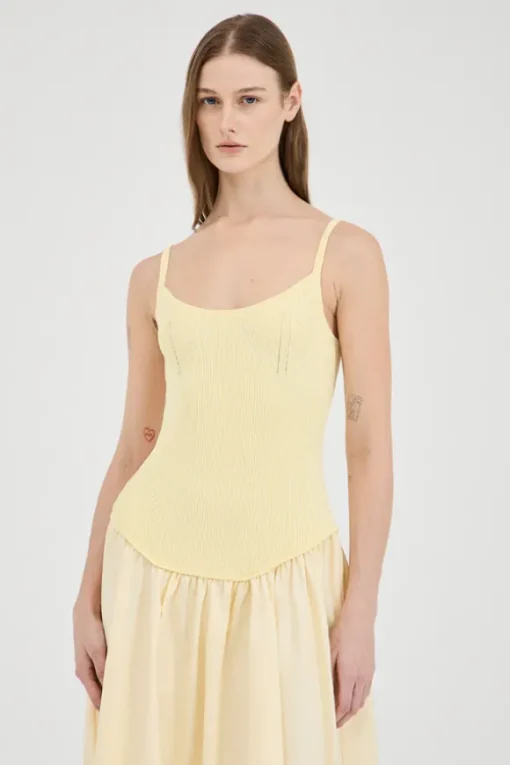 Olga Contrast Knit Full Dress Lemon