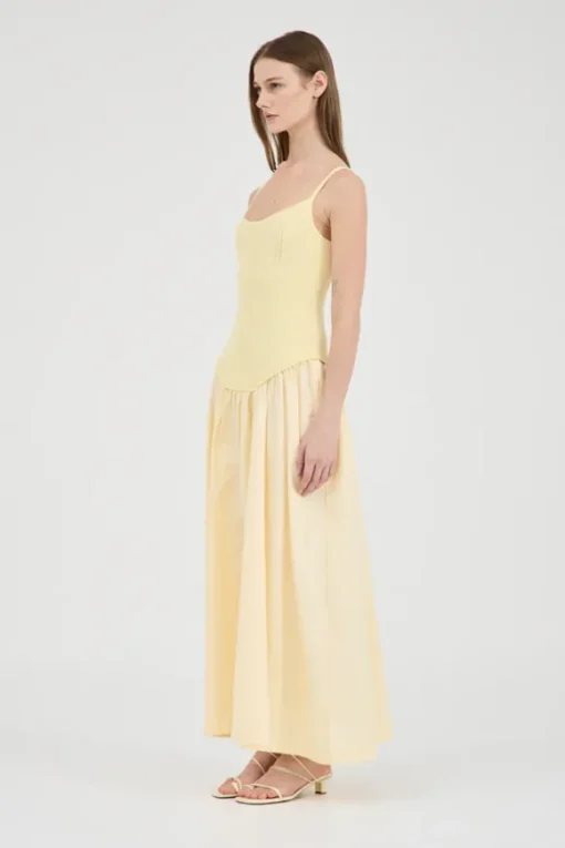 Olga Contrast Knit Full Dress Lemon