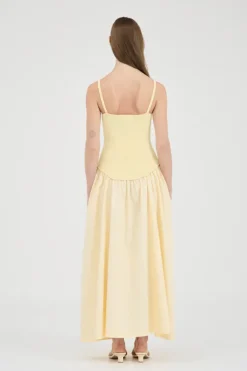 Olga Contrast Knit Full Dress Lemon