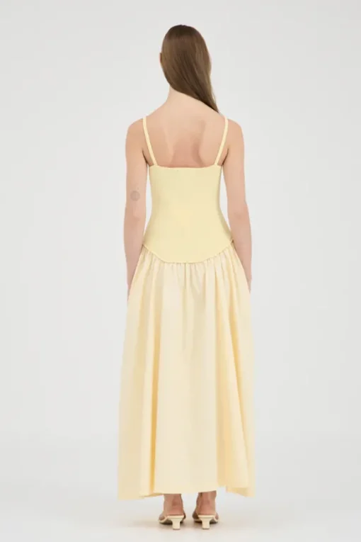Olga Contrast Knit Full Dress Lemon