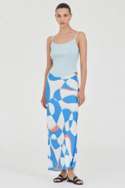 Oslo Crepe Knit Top Blue