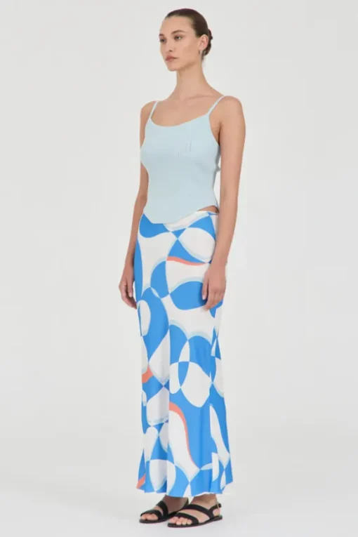Oslo Crepe Knit Top Blue
